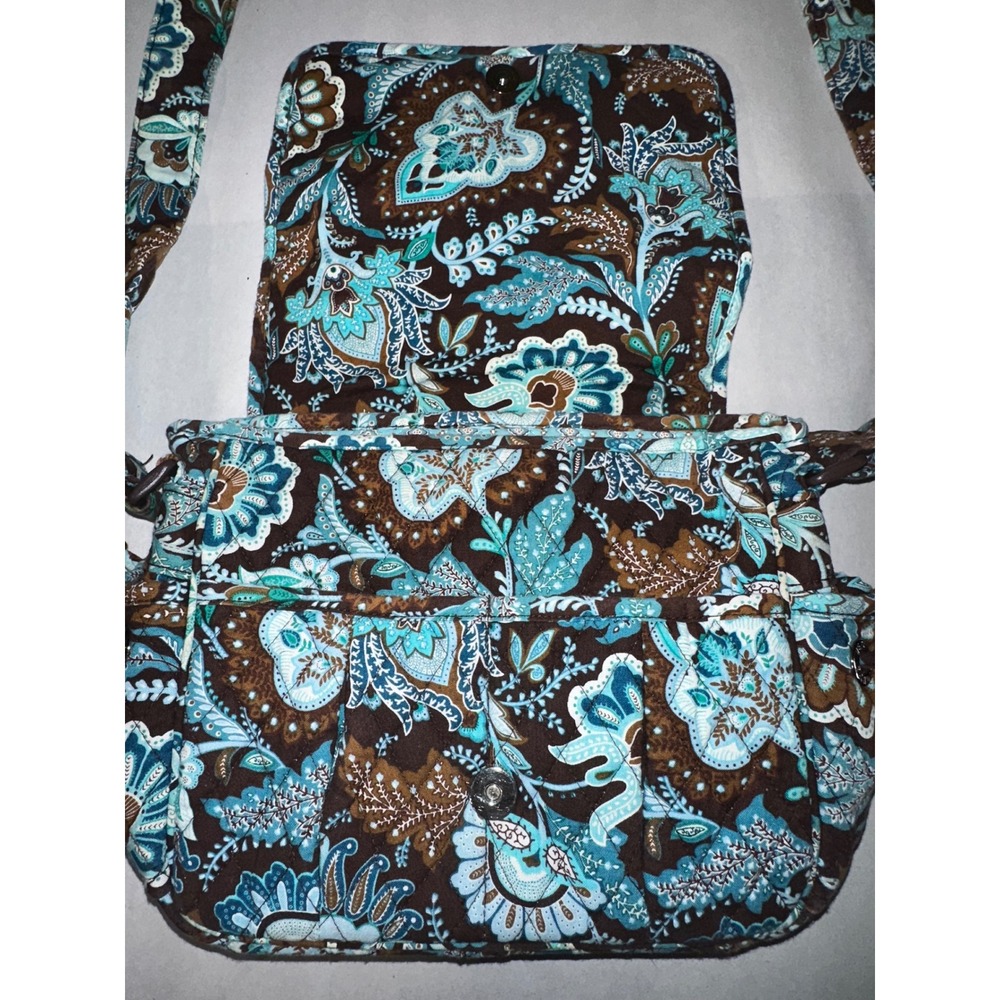 Vera Bradley Java Blue Hipster Crossbody Bag Quilted Floral Paisley Messenger - Picture 3 of 6